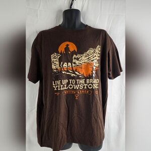 Yellowstone Button Ranch Graphic T-Shirt Brown Size XL NWT